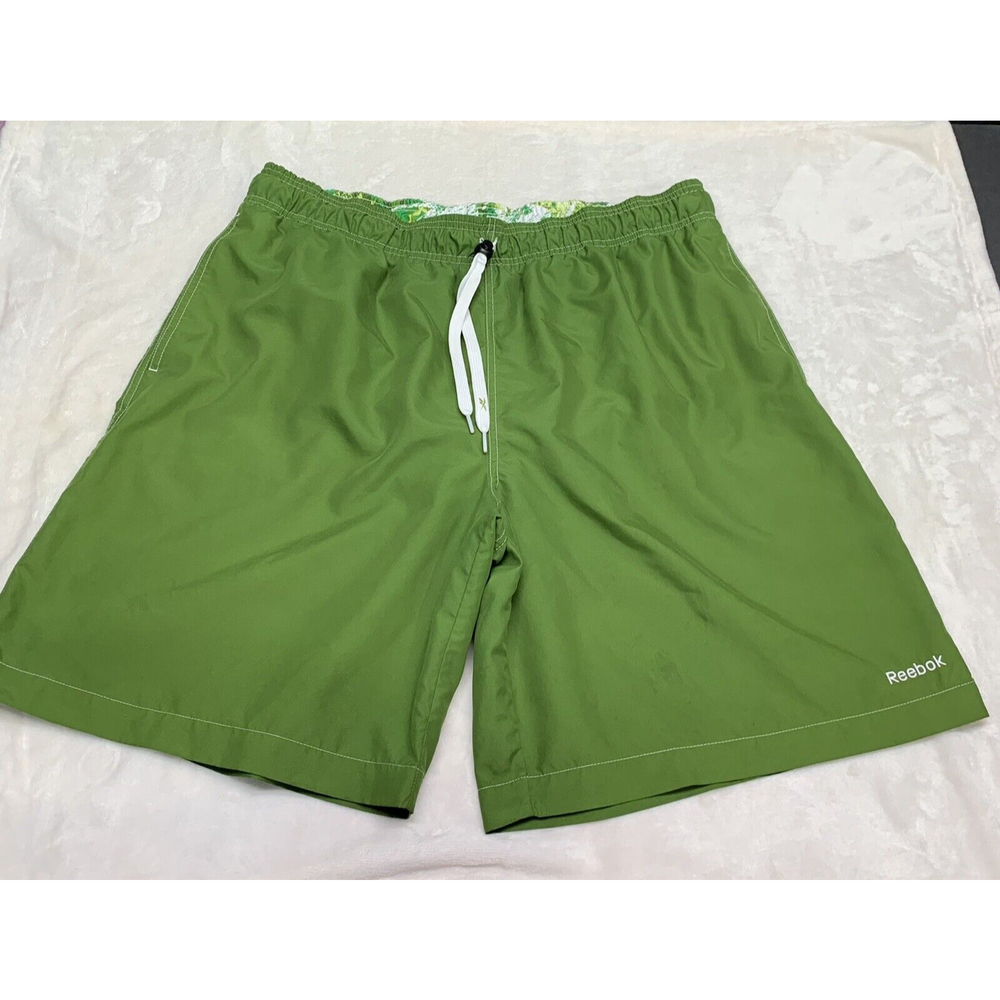 REEBOK MEN'S GREEN SIZE XL SWIM TRUNKS WITH DRAWSTRING